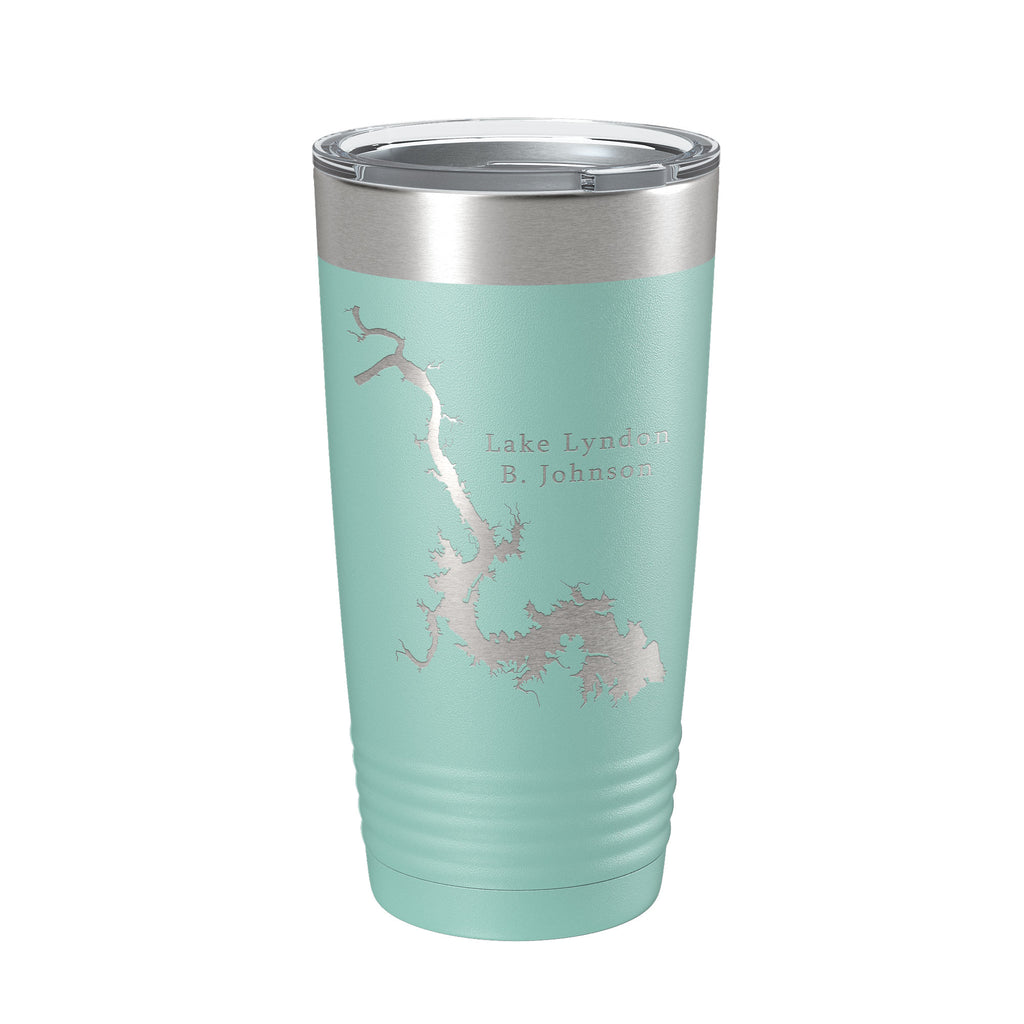 Lake Lyndon B. Johnson Map Tumbler Travel Mug Insulated Laser Engraved Coffee Cup Texas 20 oz