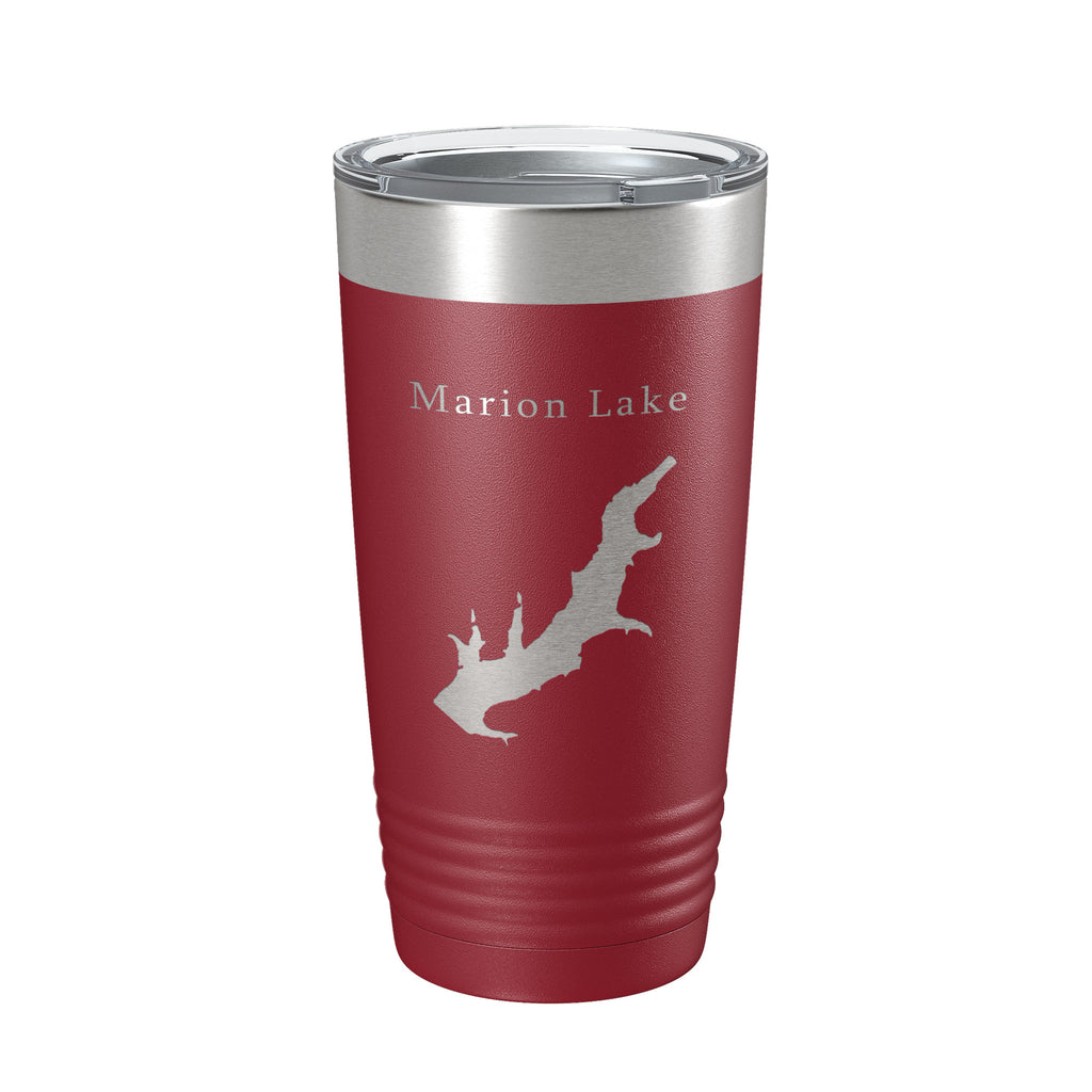 Marion Lake Map Tumbler Travel Mug Insulated Laser Engraved Coffee Cup Kansas 20 oz