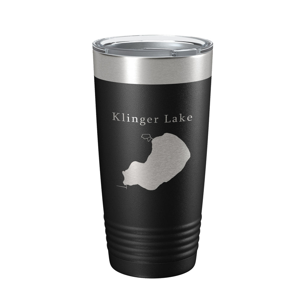 Klinger Lake Map Tumbler Travel Mug Insulated Laser Engraved Coffee Cup Michigan 20 oz
