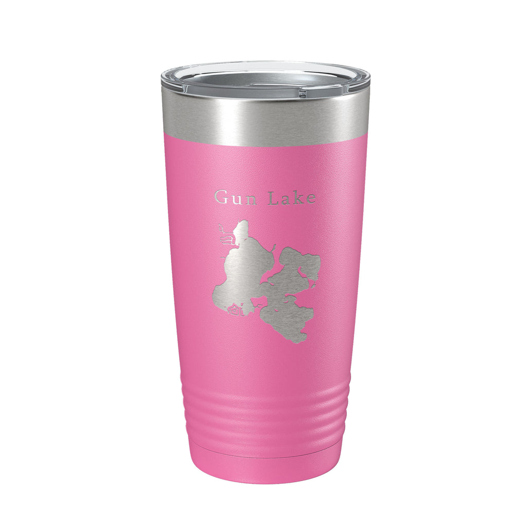 Gun Lake Map Tumbler Travel Mug Insulated Laser Engraved Coffee Cup Michigan 20 oz