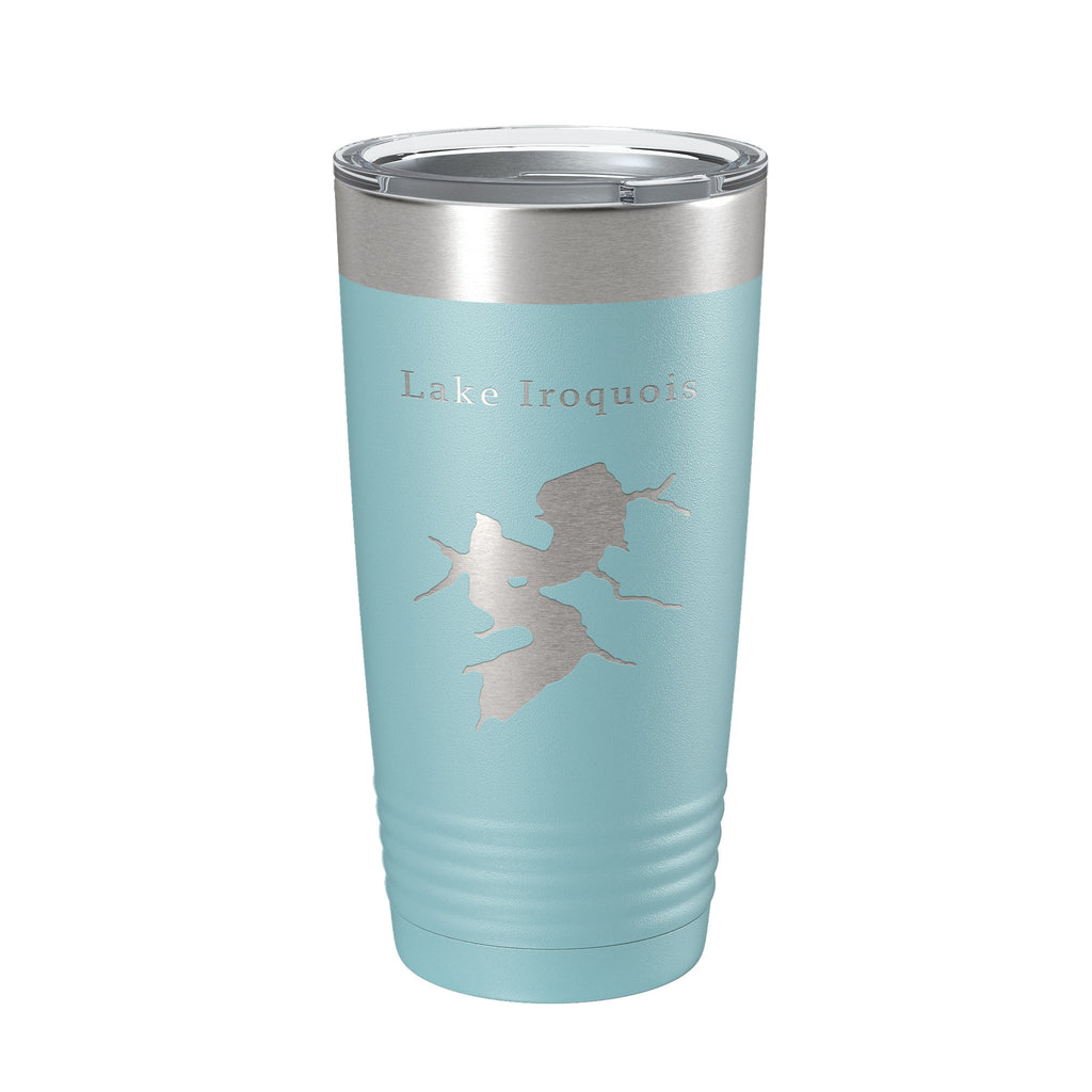 Lake Iroquois Map Tumbler Travel Mug Insulated Laser Engraved Coffee Cup Illinois 20 oz