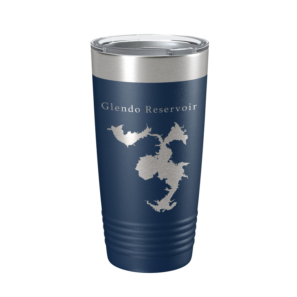 Glendo Reservoir Tumbler Lake Map Travel Mug Insulated Laser Engraved Coffee Cup Wyoming 20 oz