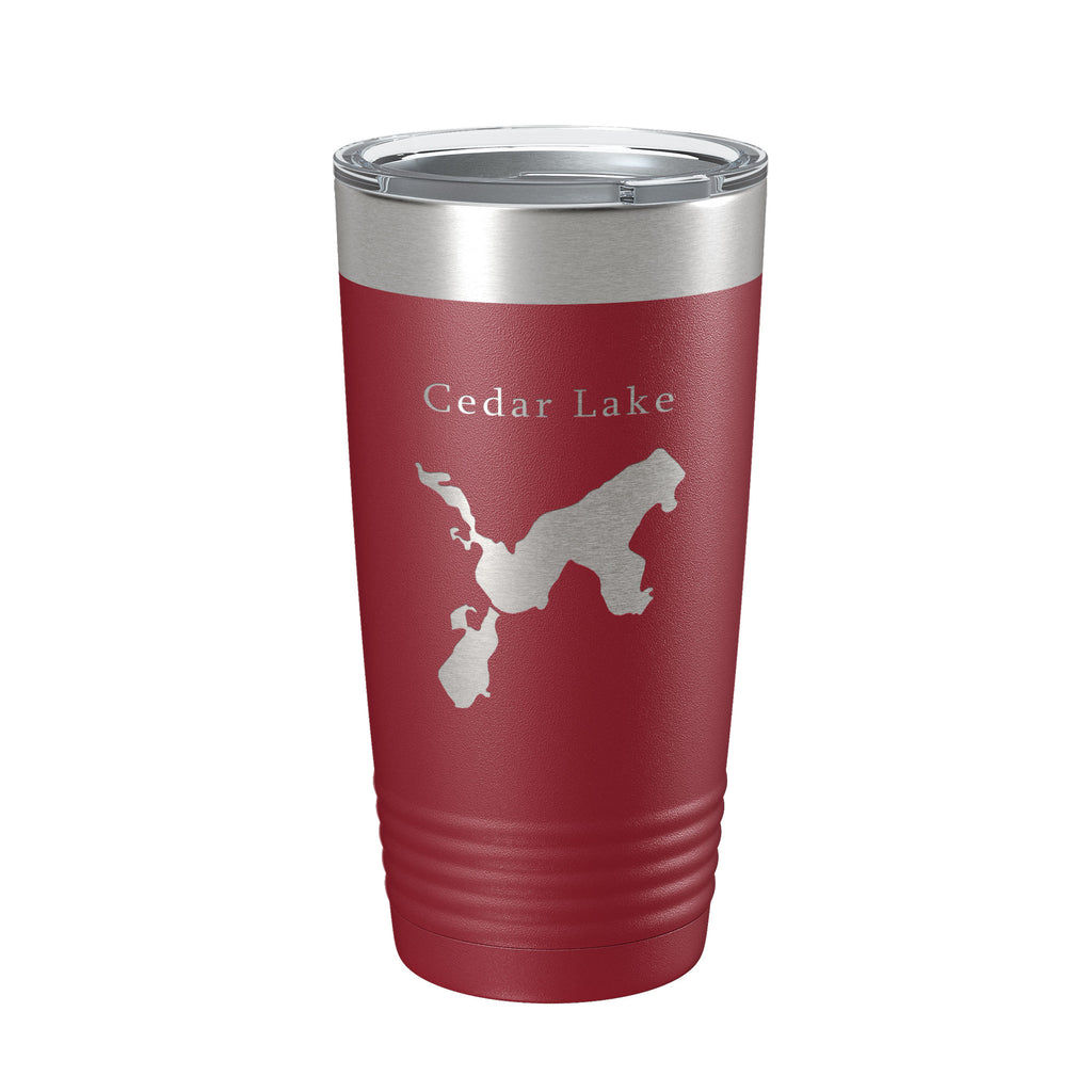 Cedar Lake Map Tumbler Travel Mug Insulated Laser Engraved Coffee Cup Van Buren County Michigan 20 oz