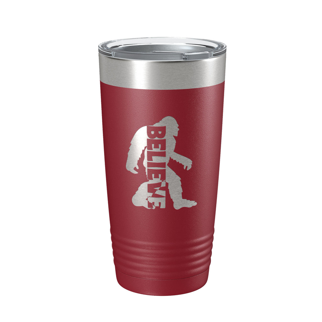 Bigfoot Tumbler I Believe Travel Mug Sasquatch Outdoorsman Camping Gift Insulated Laser Engraved Coffee Cup 20 oz