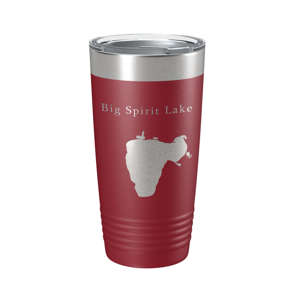 Big Spirit Lake Map Tumbler Travel Mug Insulated Laser Engraved Coffee Cup Iowa Minnesota 20 oz