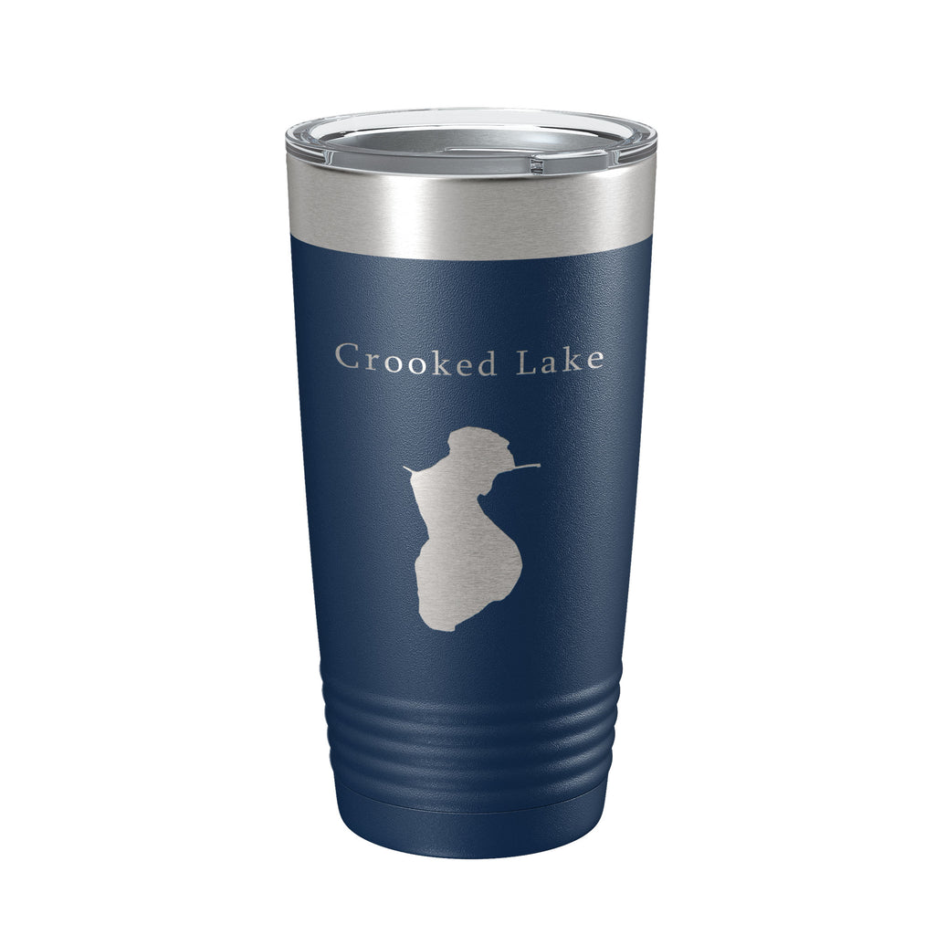 Crooked Lake Map Tumbler Travel Mug Insulated Laser Engraved Coffee Cup Illinois 20 oz