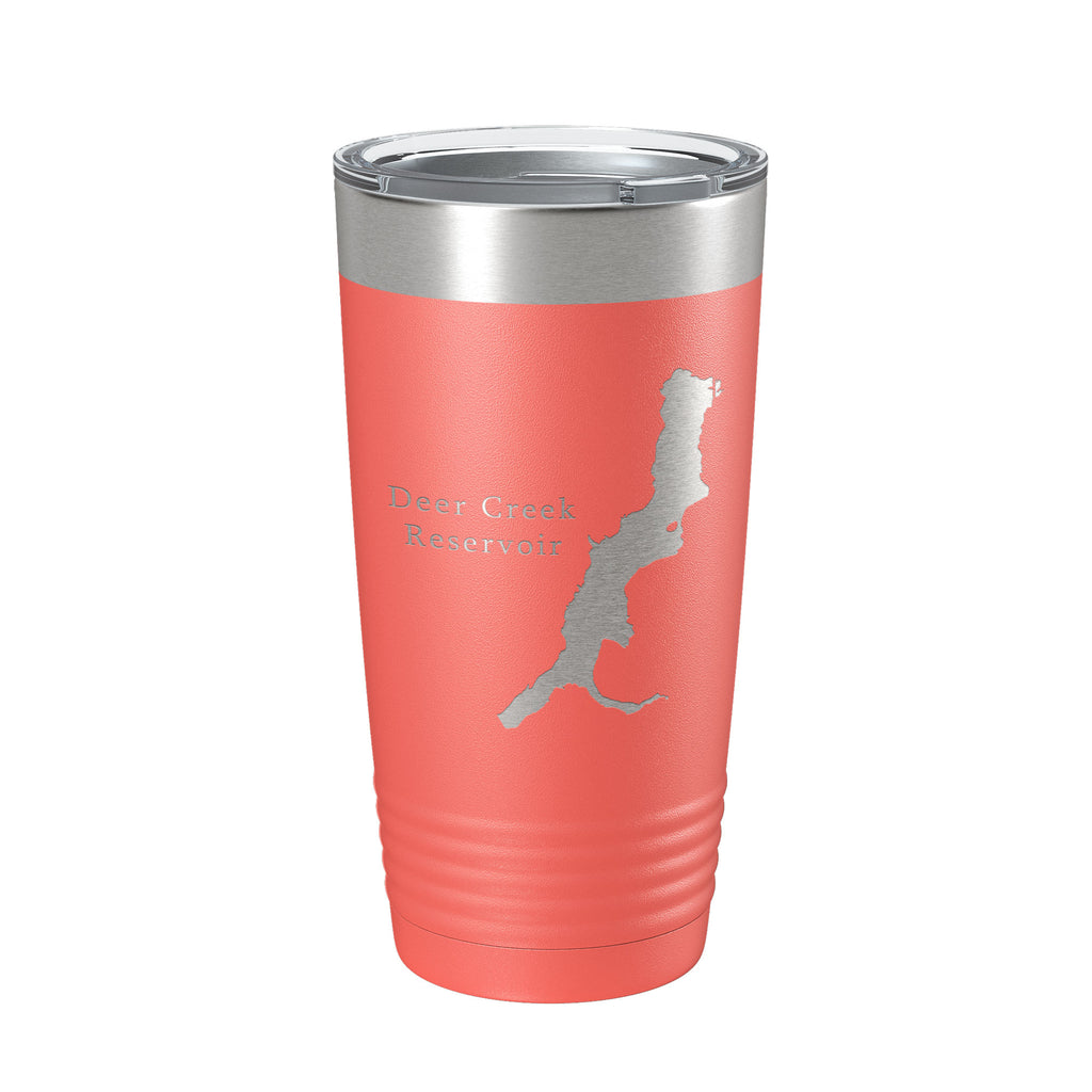 Deer Creek Reservoir Tumbler Lake Map Travel Mug Insulated Laser Engraved Coffee Cup Utah 20 oz