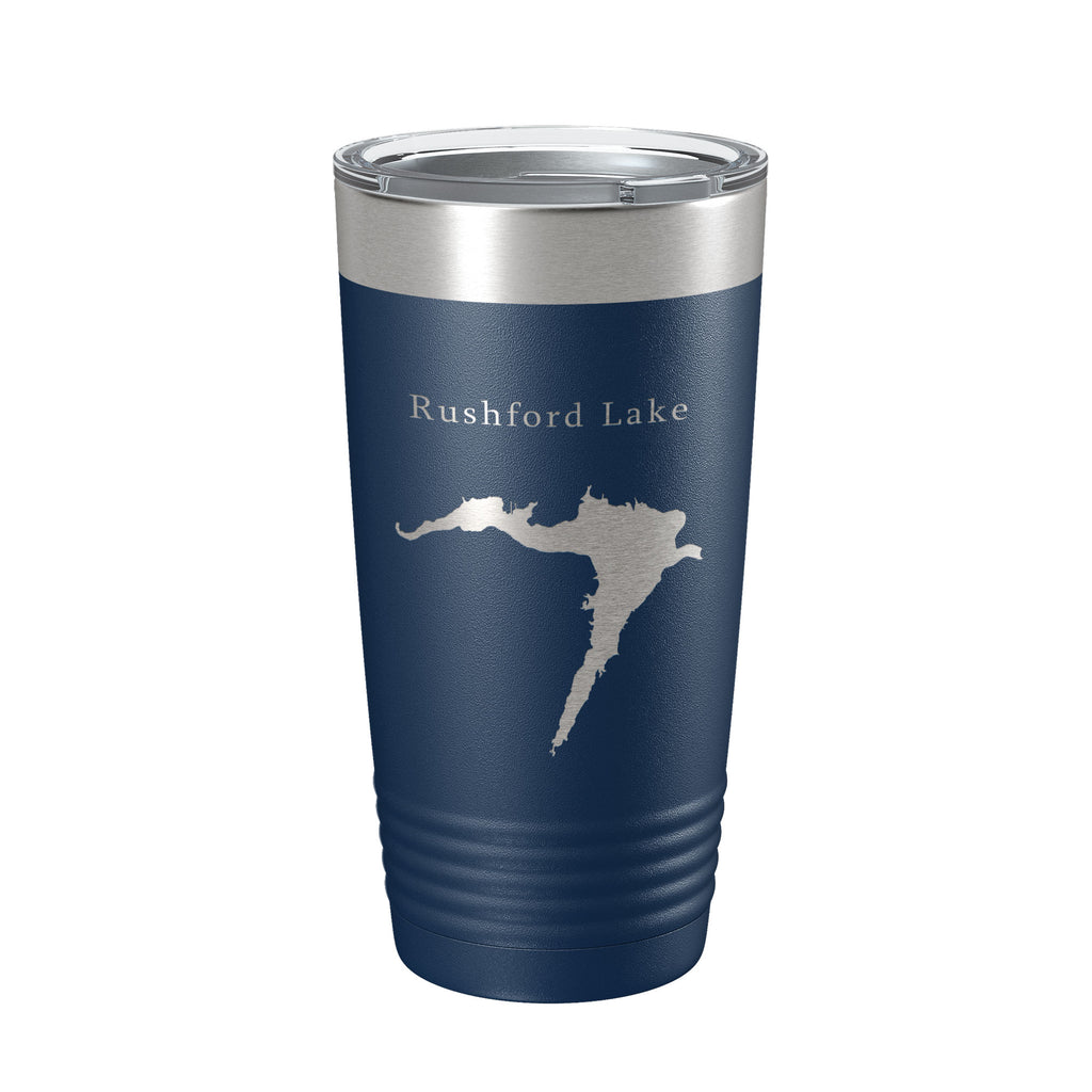 Rushford Lake Map Tumbler Travel Mug Insulated Laser Engraved Coffee Cup New York 20 oz