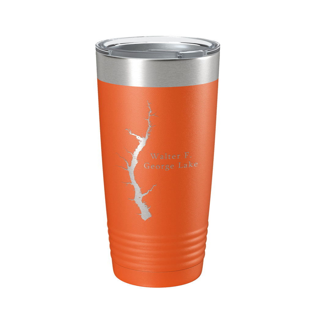 Walter F. George Lake Map Tumbler Travel Mug Insulated Laser Engraved Coffee Cup Alabama Georgia 20 oz