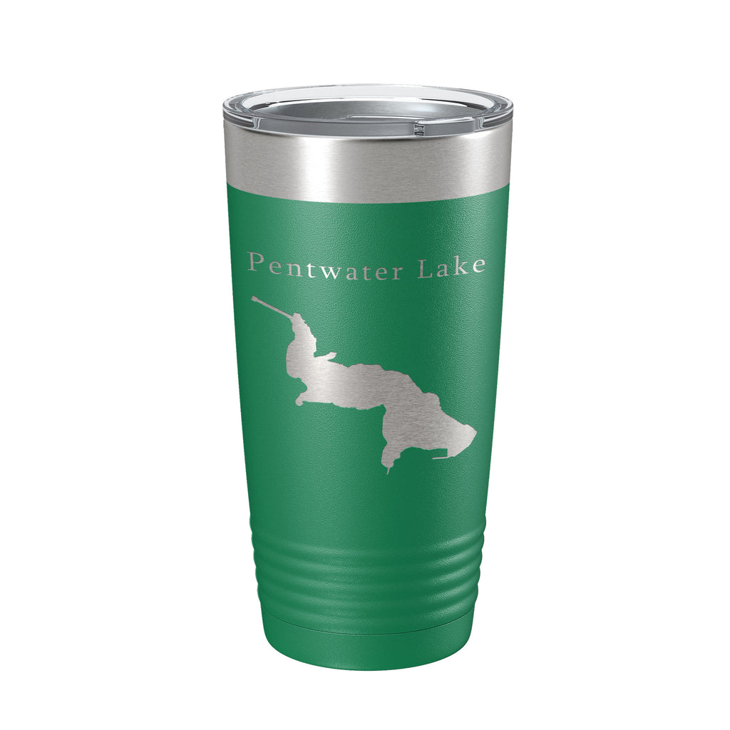 Pentwater Lake Map Tumbler Travel Mug Insulated Laser Engraved Coffee Cup Michigan 20 oz