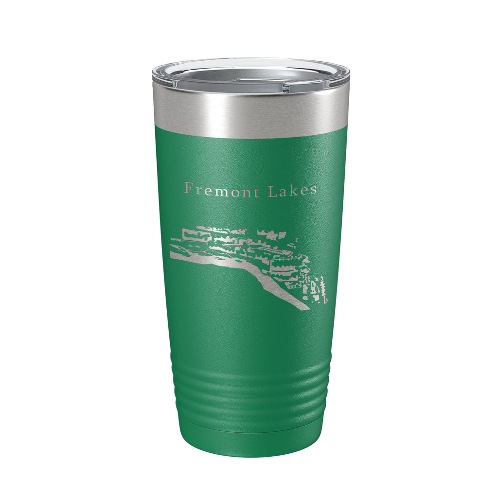 Fremont Lakes Map Tumbler Travel Mug Insulated Laser Engraved Coffee Cup Platte River Nebraska 20 oz