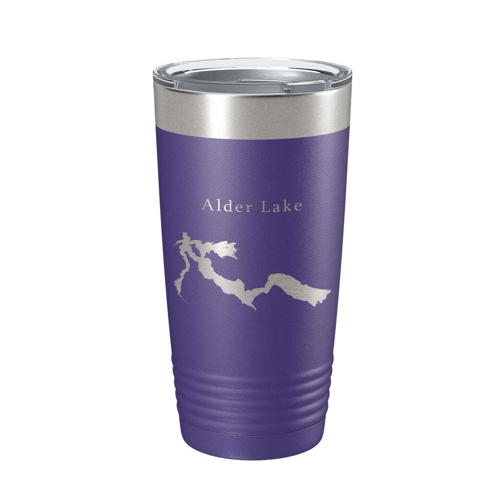 Alder Lake Map Tumbler Travel Mug Insulated Laser Engraved Coffee Cup Washington 20 oz