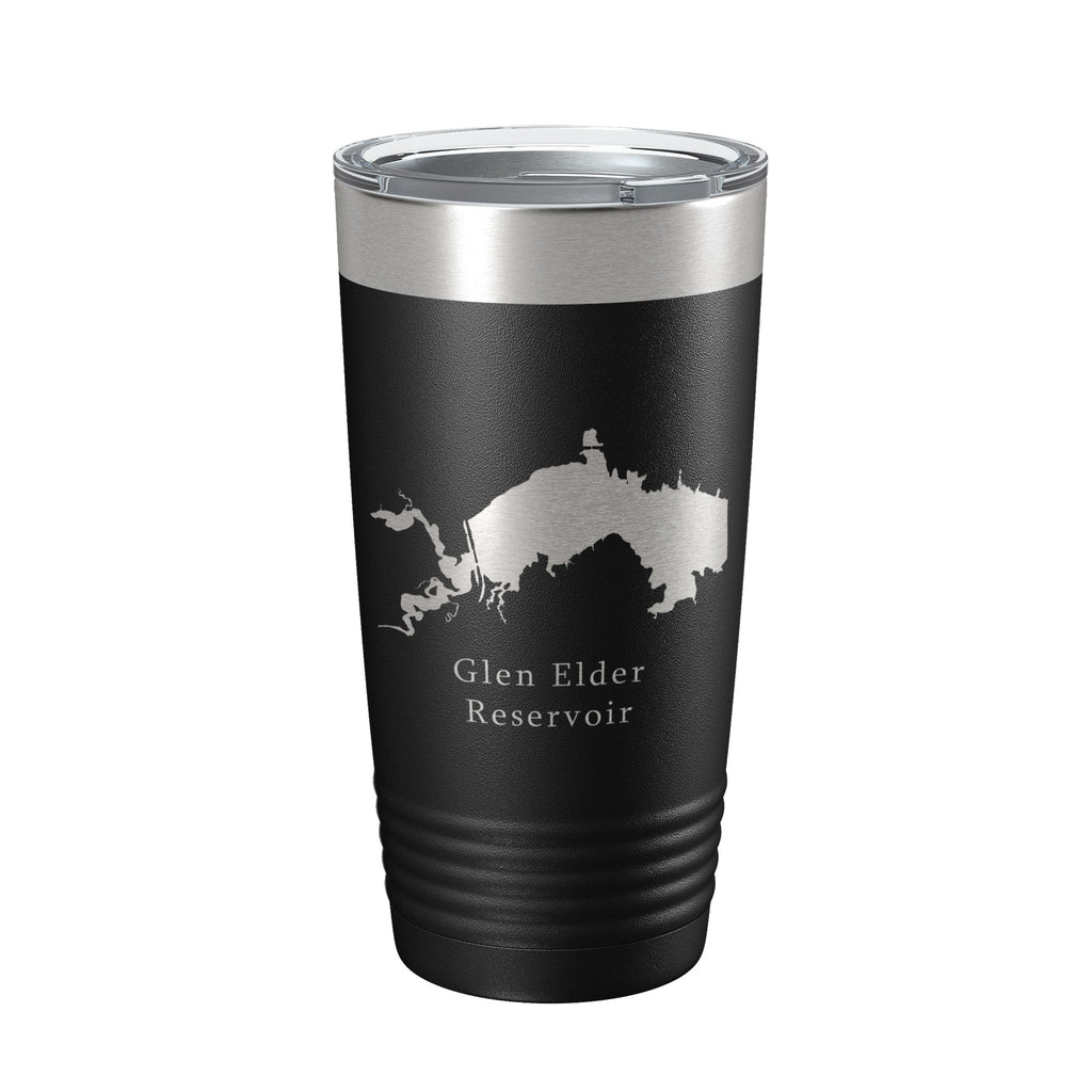 Glen Elder Reservoir Tumbler Lake Map Travel Mug Insulated Laser Engraved Coffee Cup Kansas 20 oz