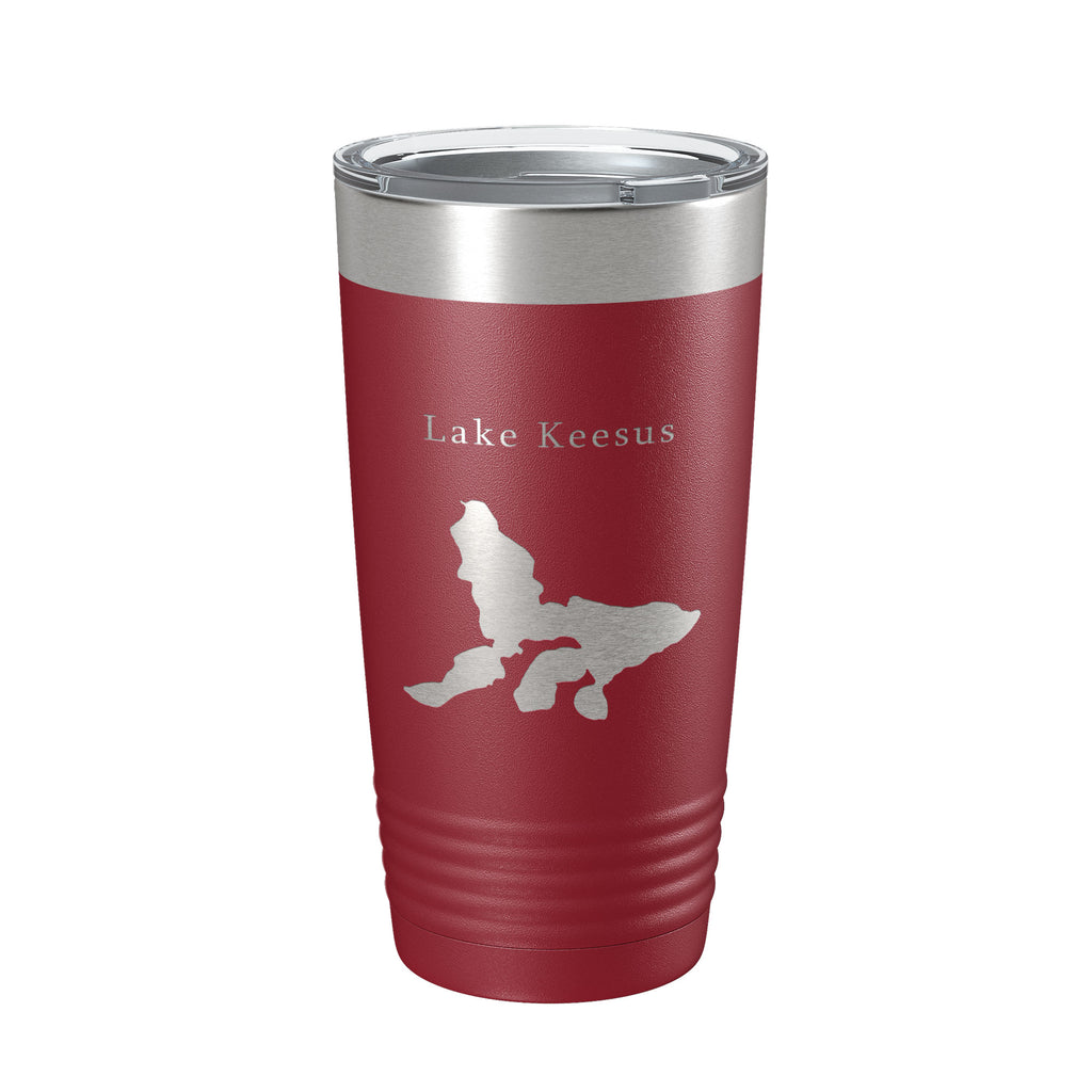 Lake Keesus Map Tumbler Travel Mug Insulated Laser Engraved Coffee Cup Wisconsin 20 oz