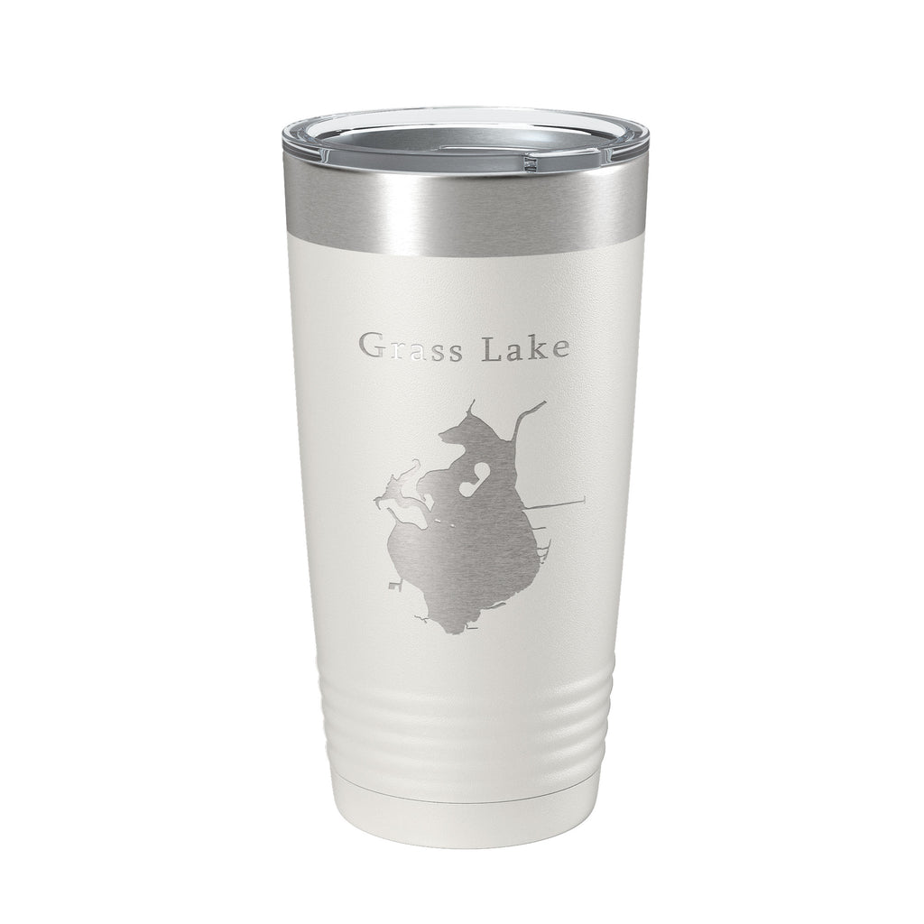 Grass Lake Map Tumbler Travel Mug Insulated Laser Engraved Coffee Cup Illinois 20 oz