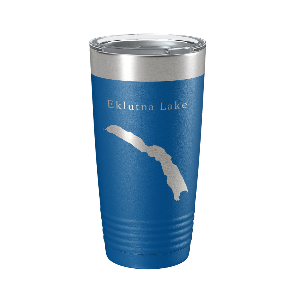 Eklutna Lake Map Tumbler Travel Mug Insulated Laser Engraved Coffee Cup Alaska 20 oz