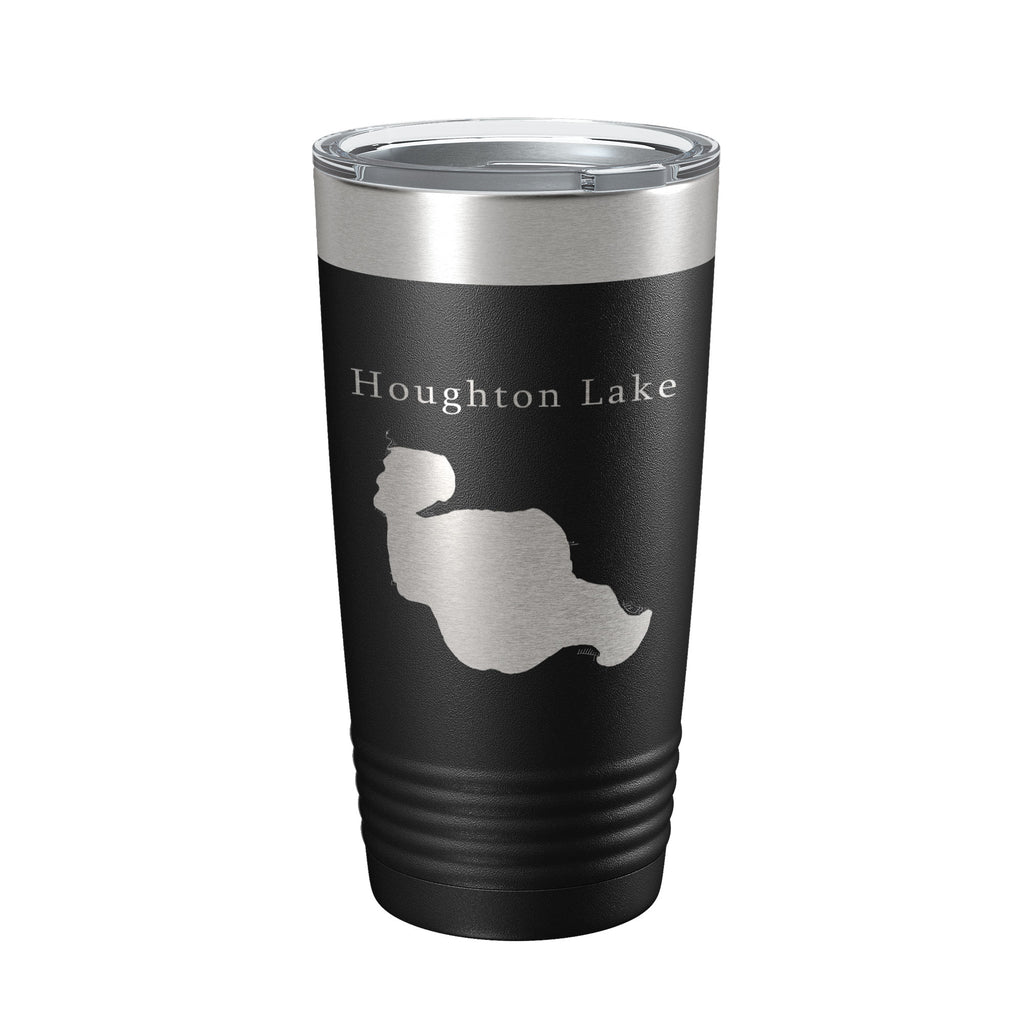 Houghton Lake Map Tumbler Travel Mug Insulated Laser Engraved Coffee Cup Michigan 20 oz