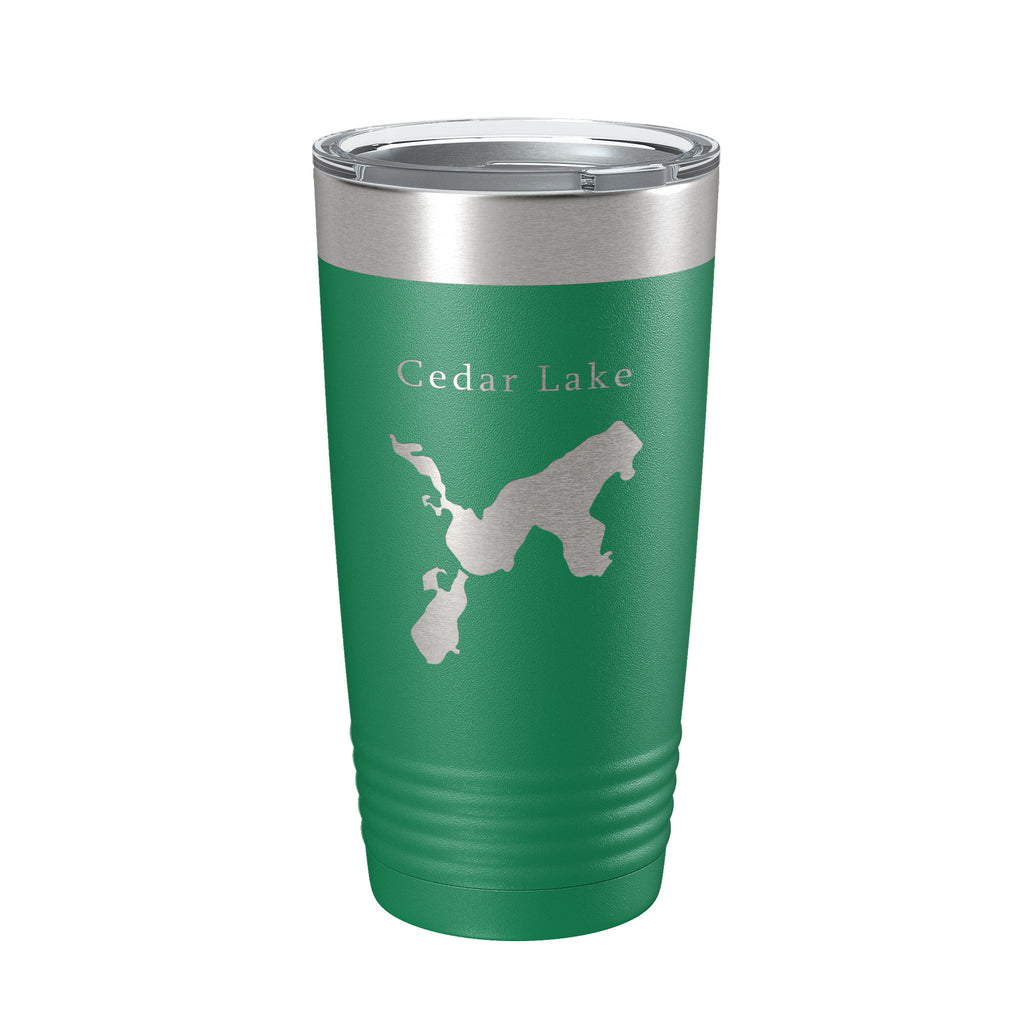 Cedar Lake Map Tumbler Travel Mug Insulated Laser Engraved Coffee Cup Van Buren County Michigan 20 oz