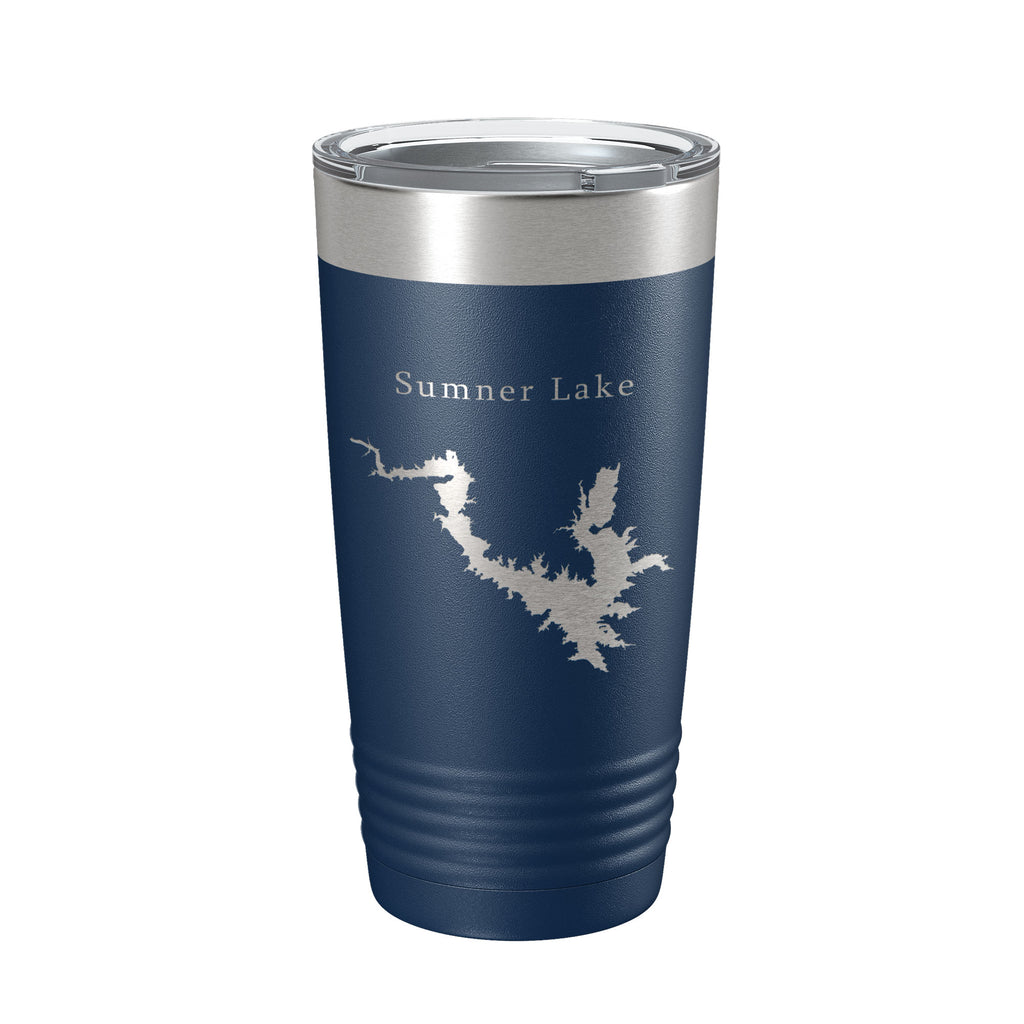 Sumner Lake Map Tumbler Travel Mug Insulated Laser Engraved Coffee Cup New Mexico 20 oz