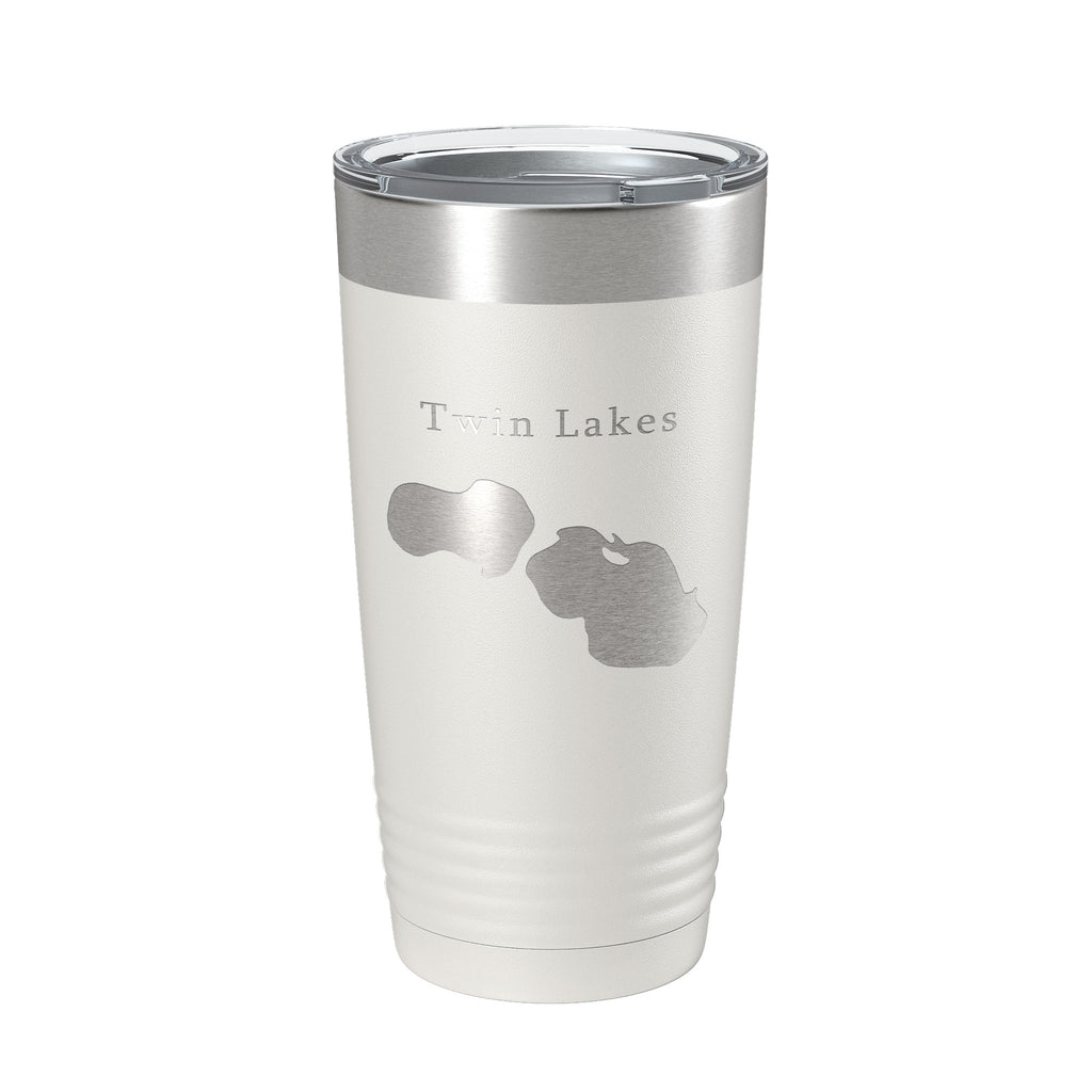 Twin Lakes Map Tumbler Travel Mug Insulated Laser Engraved Coffee Cup Muskegon County Michigan 20 oz