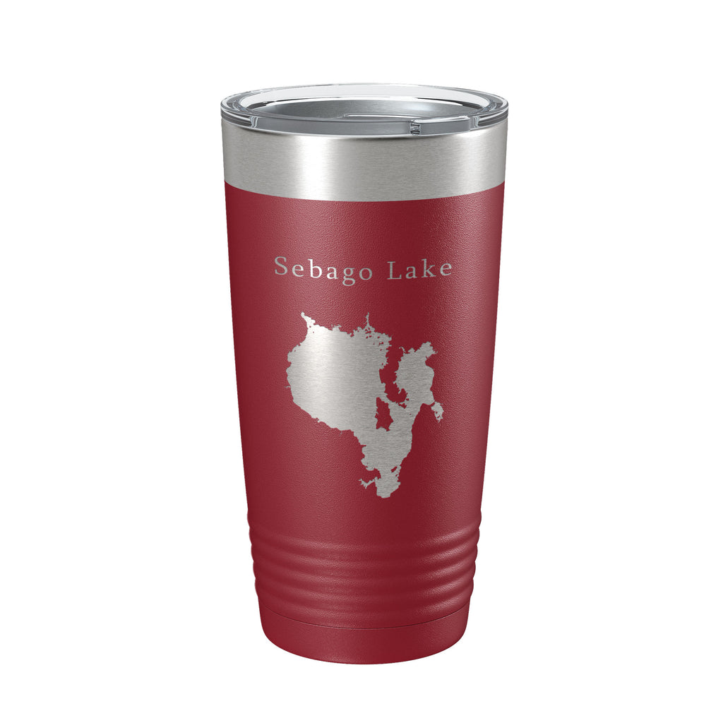 Sebago Lake Map Tumbler Travel Mug Insulated Laser Engraved Coffee Cup Maine 20 oz