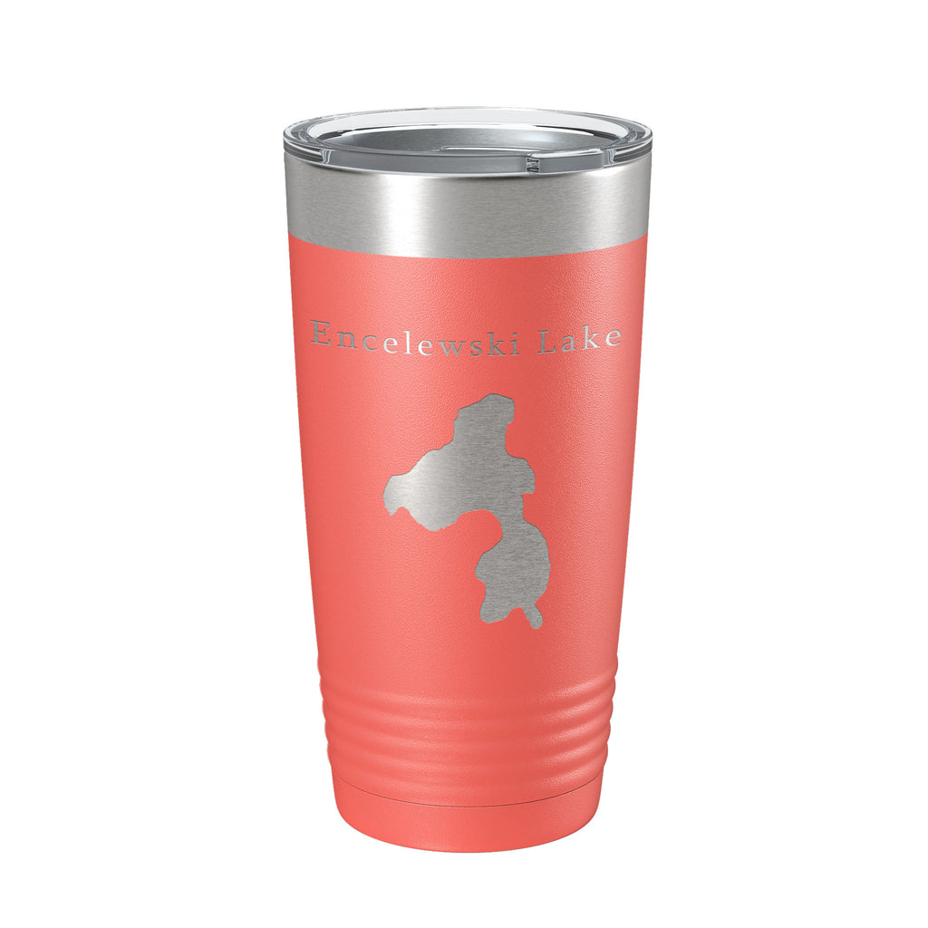 Encelewski Lake Map Tumbler Travel Mug Insulated Laser Engraved Coffee Cup Alaska 20 oz