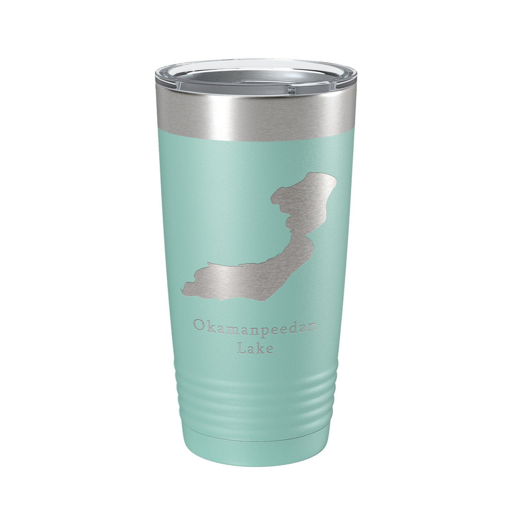 Okamanpeedan Lake Map Tumbler Travel Mug Insulated Laser Engraved Coffee Cup Iowa Minnesota 20 oz