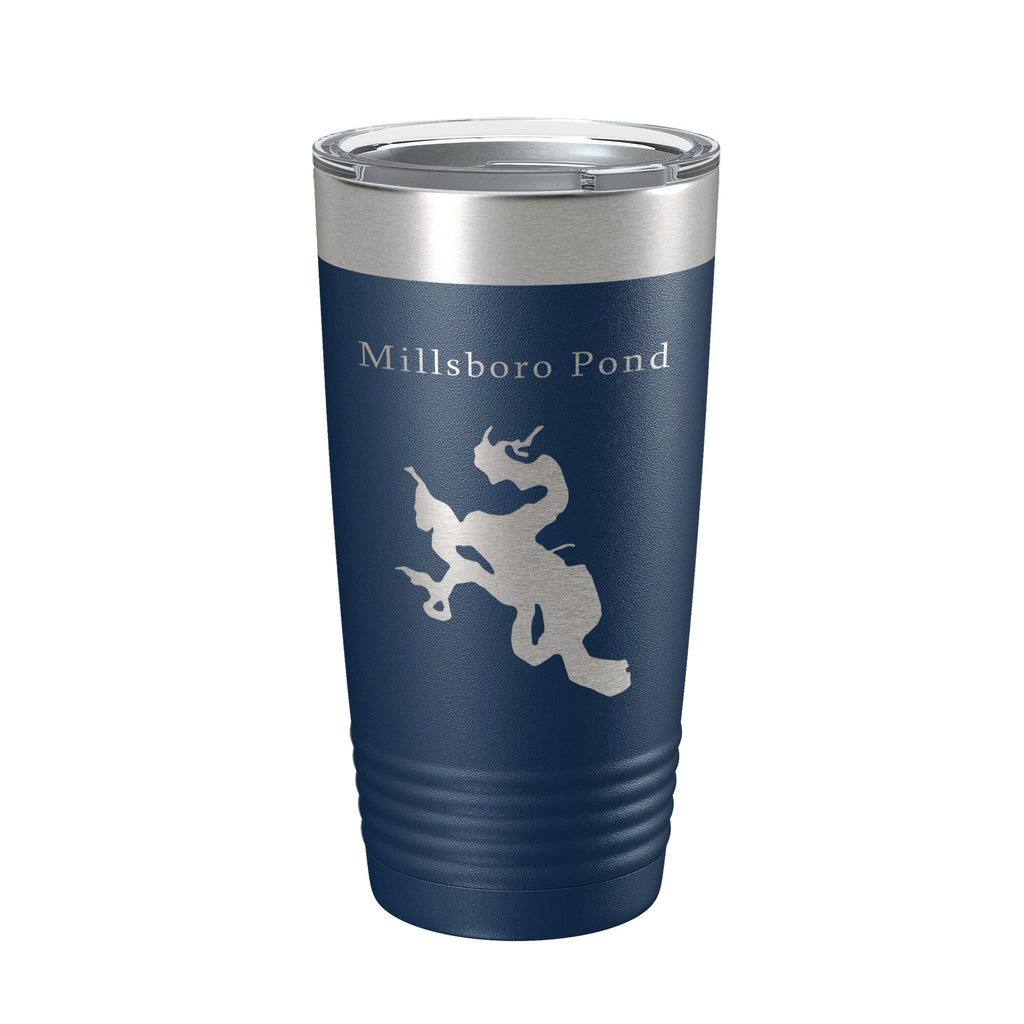 Millsboro Pond Tumbler Lake Map Travel Mug Insulated Laser Engraved Coffee Cup Delaware 20 oz