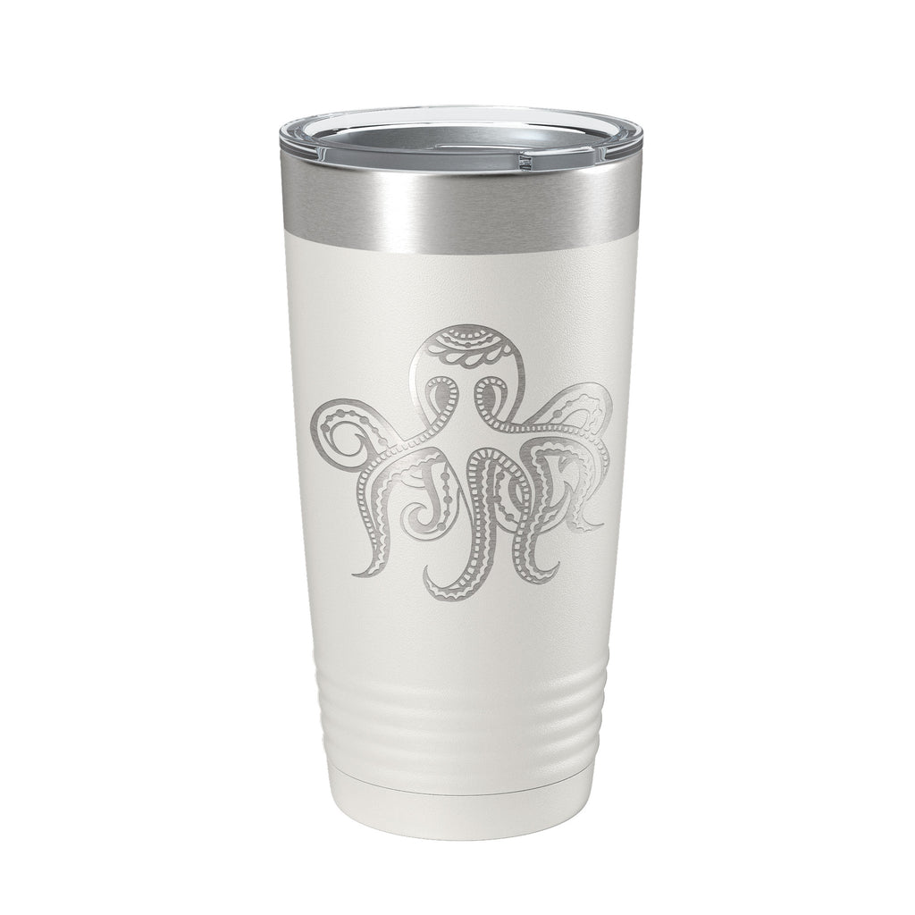 Octopus Tumbler Zentangle Travel Mug Insulated Laser Engraved Coffee Cup 20 oz