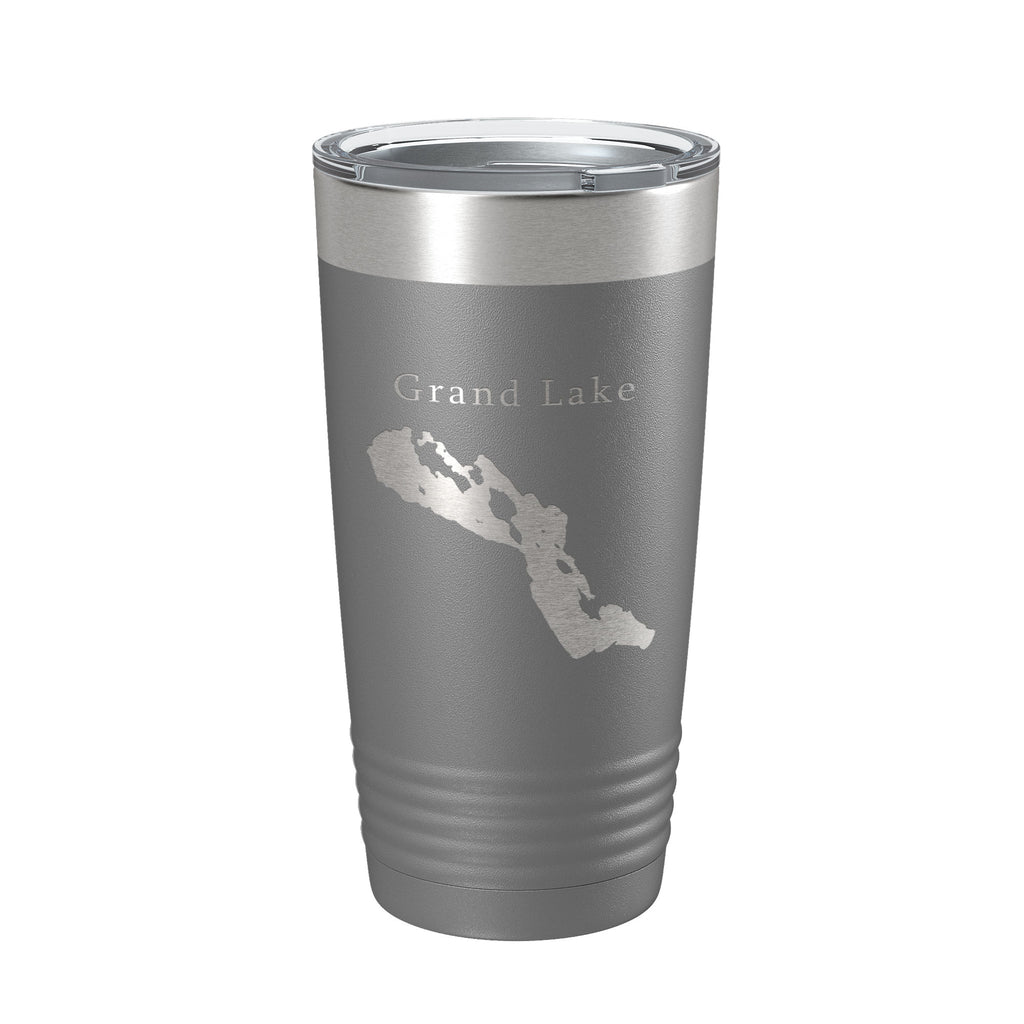 Grand Lake Map Tumbler Travel Mug Insulated Laser Engraved Coffee Cup Michigan 20 oz