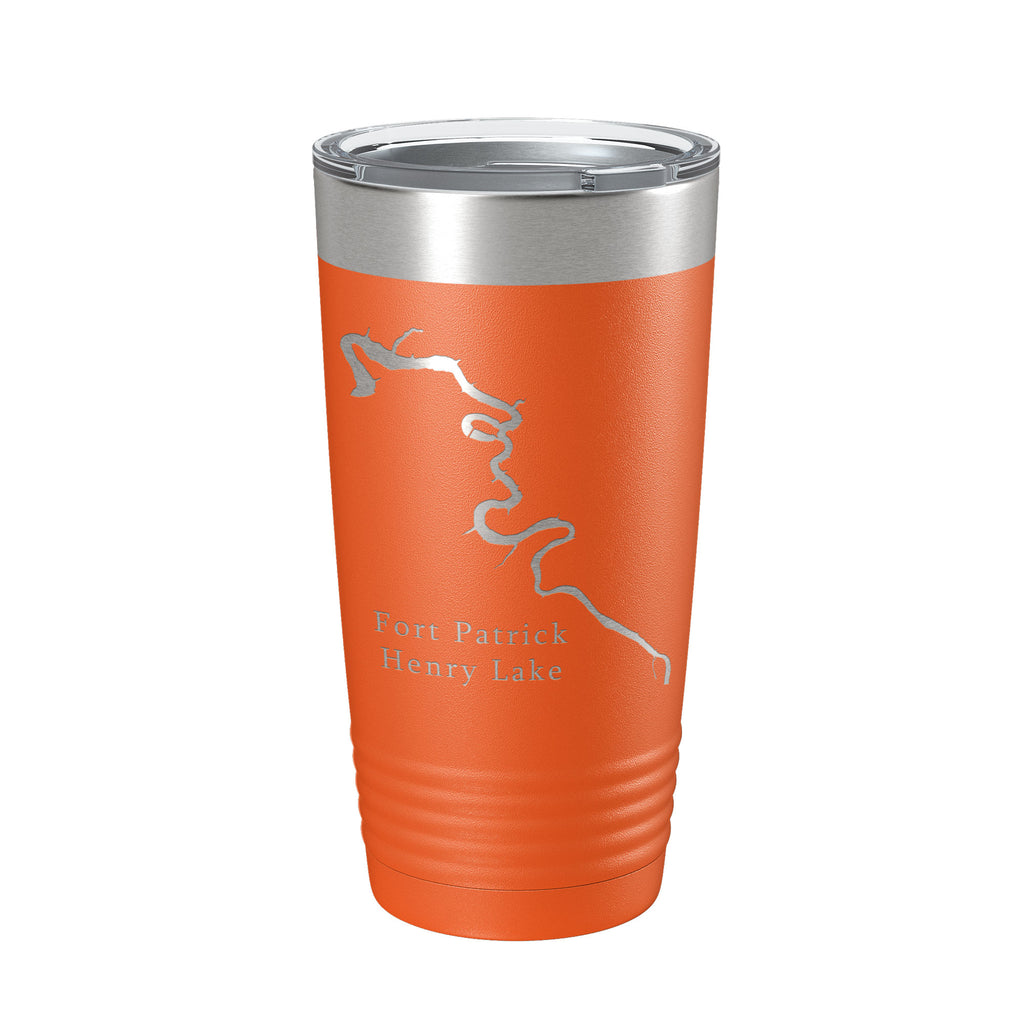 Fort Patrick Henry Lake Map Tumbler Travel Mug Insulated Laser Engraved Coffee Cup Tennessee 20 oz