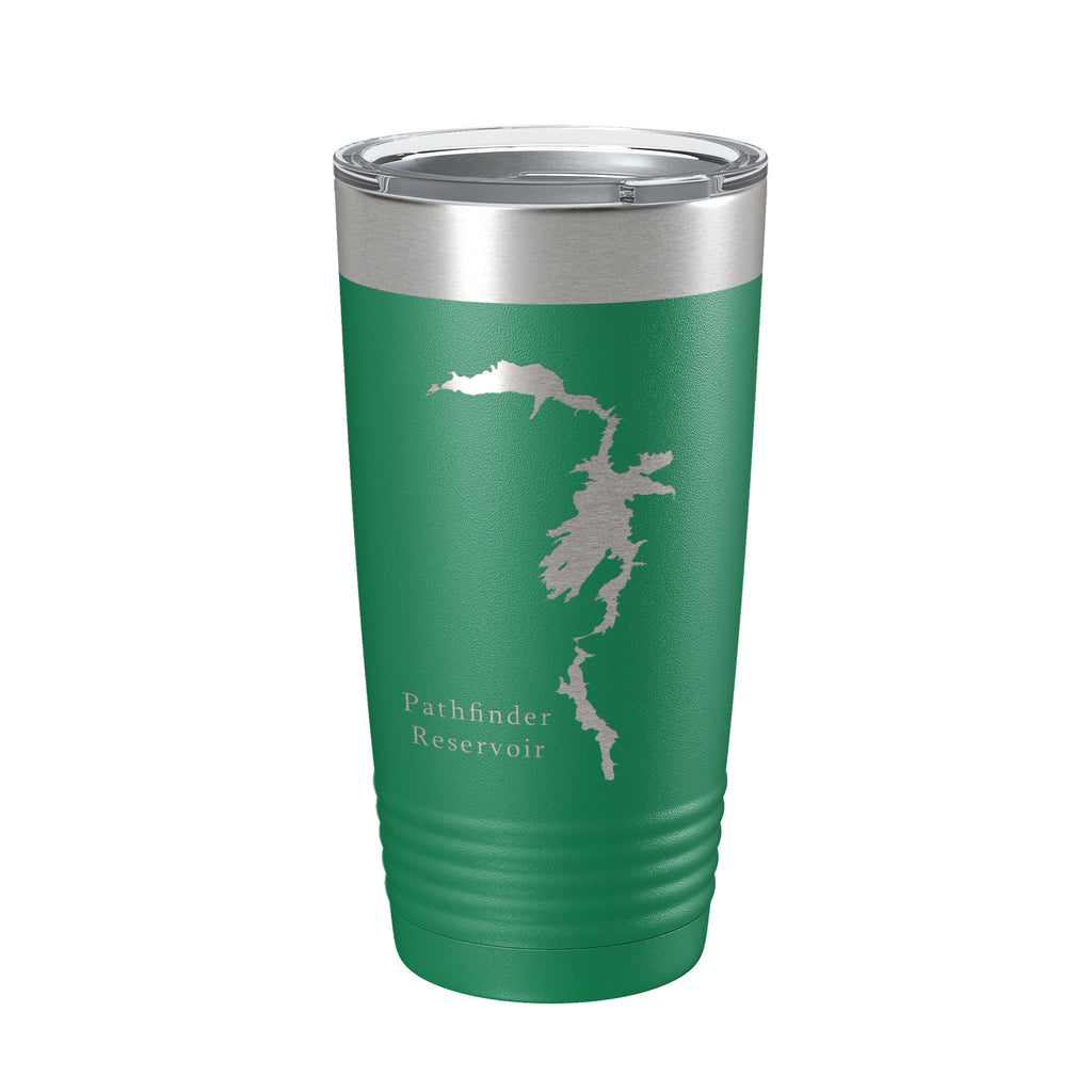 Pathfinder Reservoir Tumbler Lake Map Travel Mug Insulated Laser Engraved Coffee Cup Wyoming 20 oz