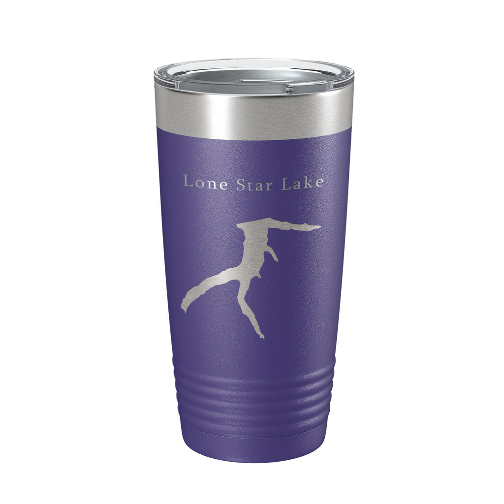 Lone Star Lake Map Tumbler Travel Mug Insulated Laser Engraved Coffee Cup Kansas 20 oz