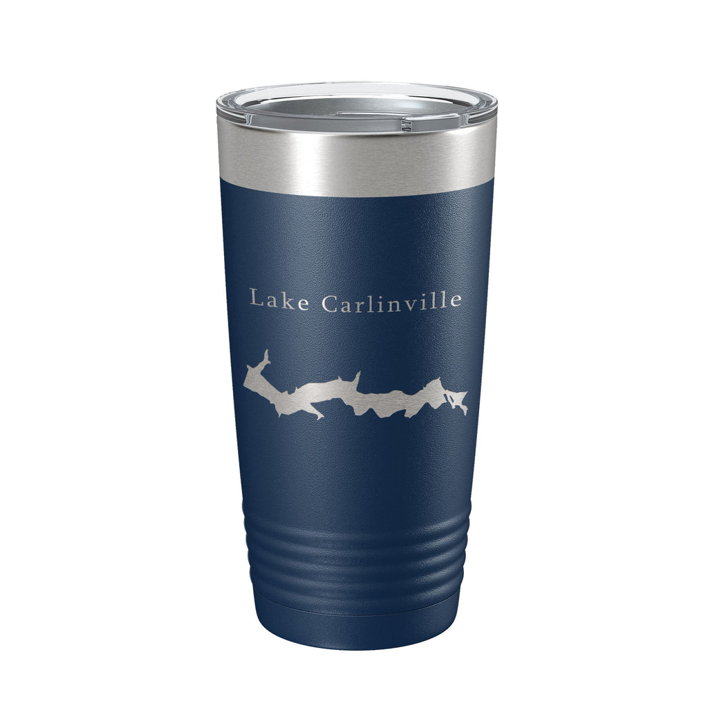 Lake Carlinville Map Tumbler Travel Mug Insulated Laser Engraved Coffee Cup Illinois 20 oz