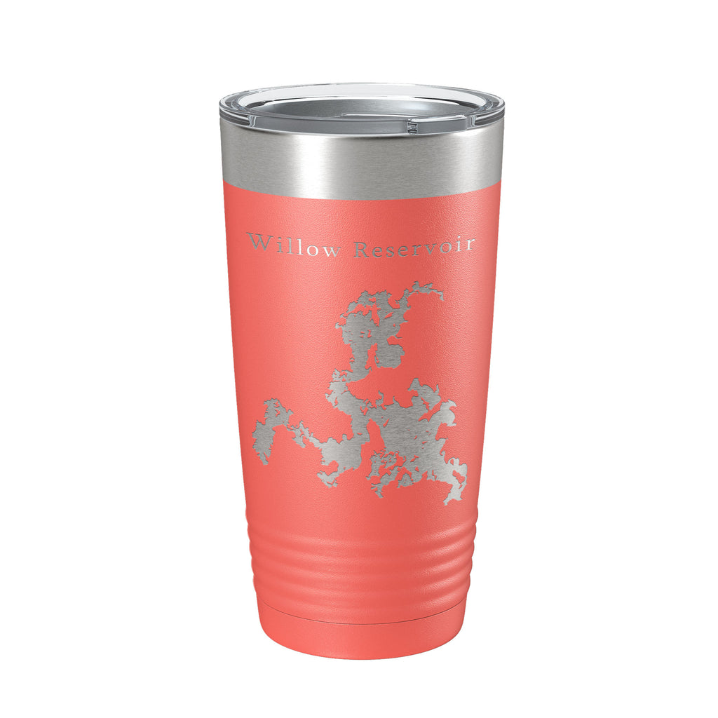 Willow Reservoir Tumbler Lake Map Travel Mug Insulated Laser Engraved Coffee Cup Wisconsin 20 oz