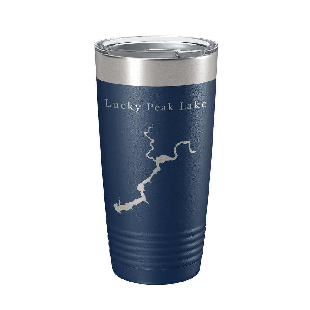 Lucky Peak Lake Map Tumbler Travel Mug Insulated Laser Engraved Coffee Cup Boise River Idaho 20 oz