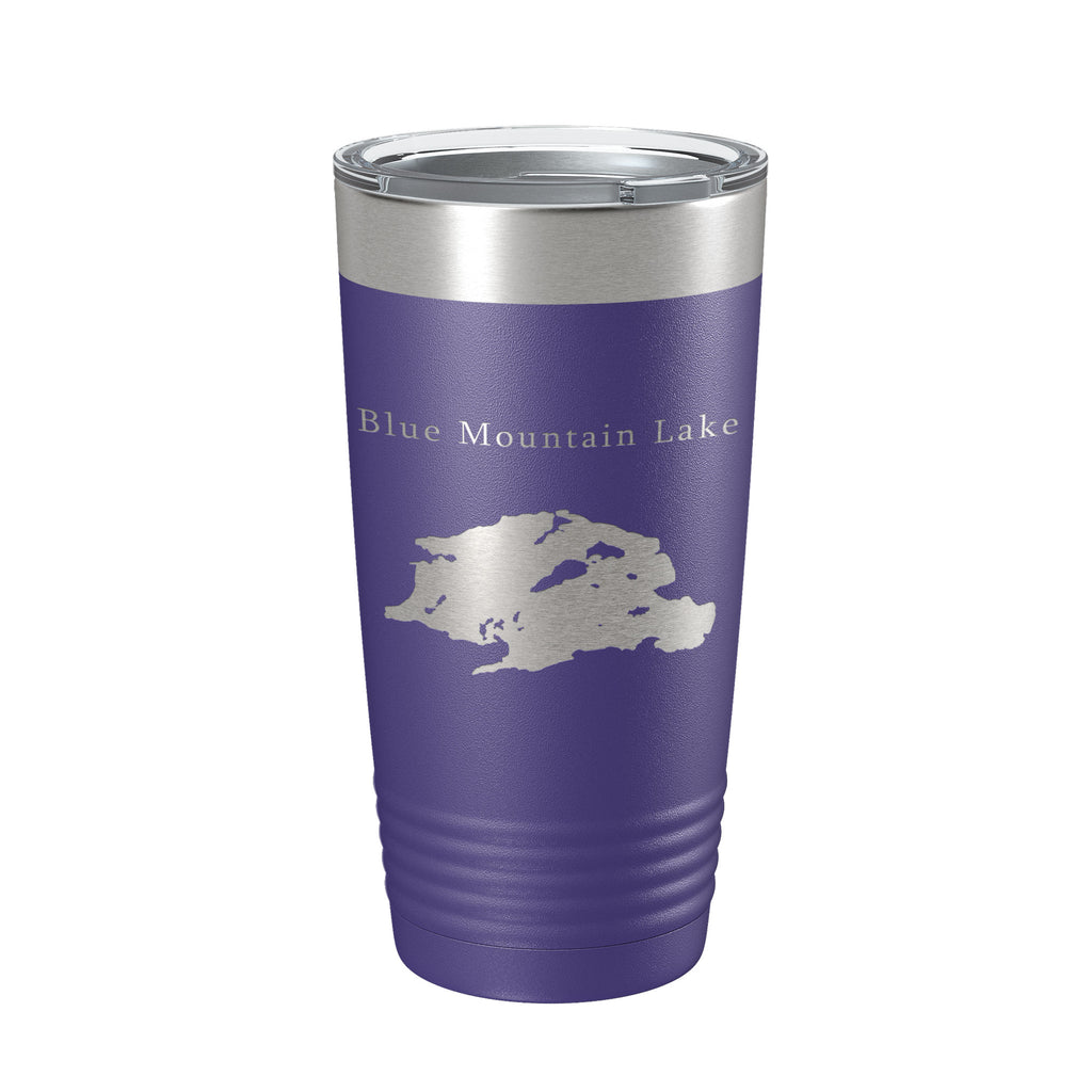 Blue Mountain Lake Map Tumbler Travel Mug Insulated Laser Engraved Coffee Cup New York 20 oz