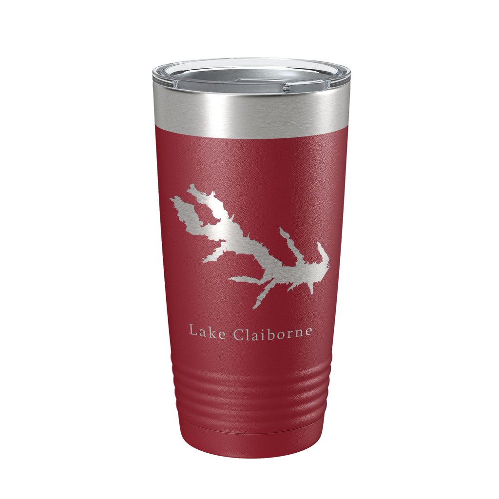 Lake Claiborne Map Tumbler Travel Mug Insulated Laser Engraved Coffee Cup Louisiana 20 oz