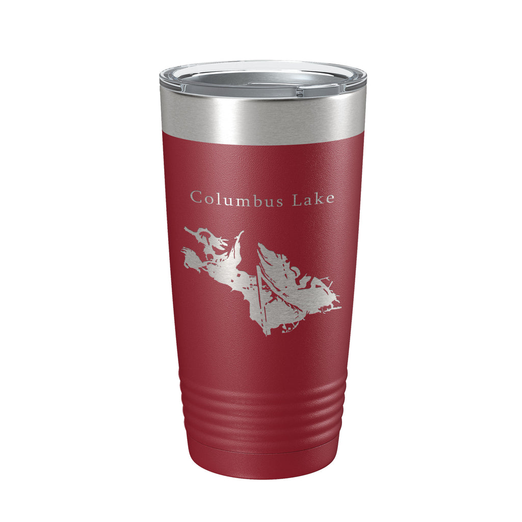 Columbus Lake Map Tumbler Travel Mug Insulated Laser Engraved Coffee Cup Mississippi 20 oz