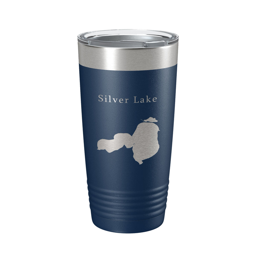 Silver Lake Map Tumbler Travel Mug Insulated Laser Engraved Coffee Cup Iowa 20 oz