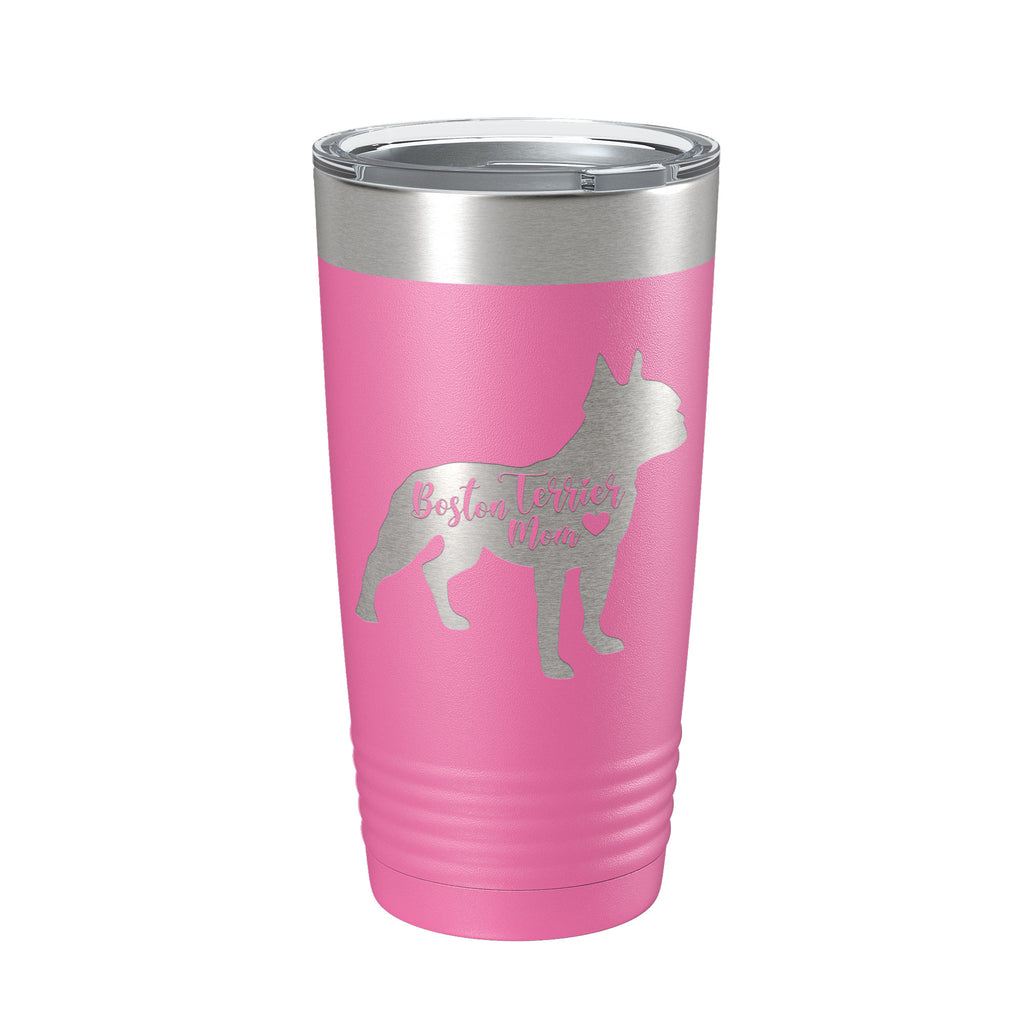 Boston Terrier Mom Tumbler Dog Travel Mug Gift Insulated Laser Engraved Coffee Cup 20 oz