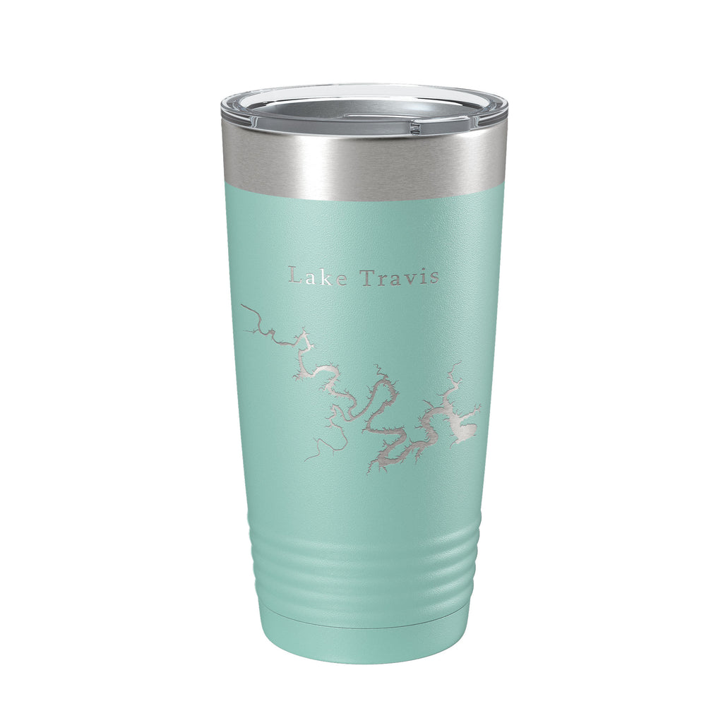 Lake Travis Map Tumbler Travel Mug Insulated Laser Engraved Coffee Cup Texas 20 oz