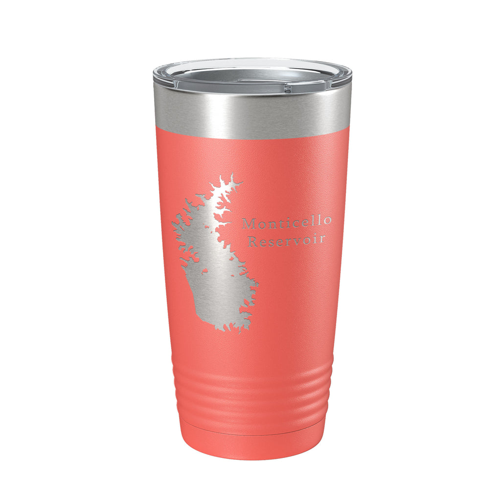 Monticello Reservoir Tumbler Lake Map Travel Mug Insulated Laser Engraved Coffee Cup South Carolina 20 oz