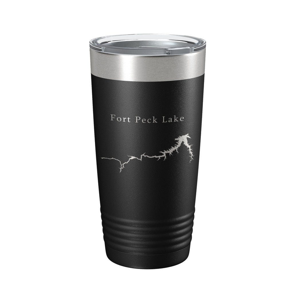 Fort Peck Lake Map Tumbler Travel Mug Insulated Laser Engraved Coffee Cup Montana 20 oz