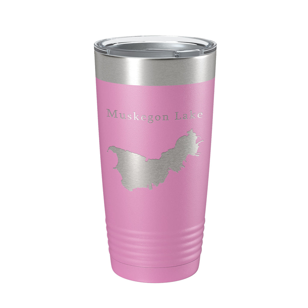 Muskegon Lake Map Tumbler Travel Mug Insulated Laser Engraved Coffee Cup Michigan 20 oz