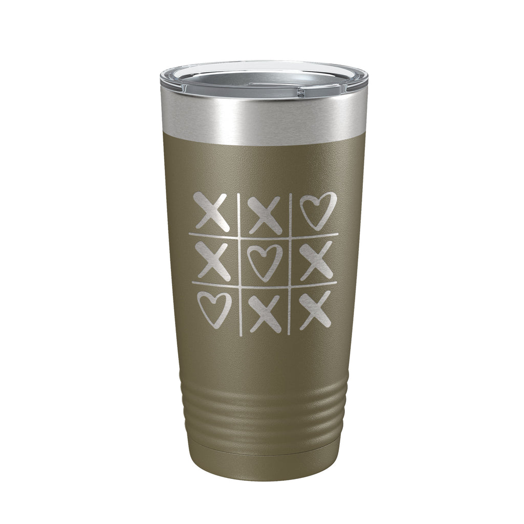 Valentine's Day Tumbler Tic Tac Toe Hearts Travel Mug Insulated Laser Engraved Coffee Cup 20 oz