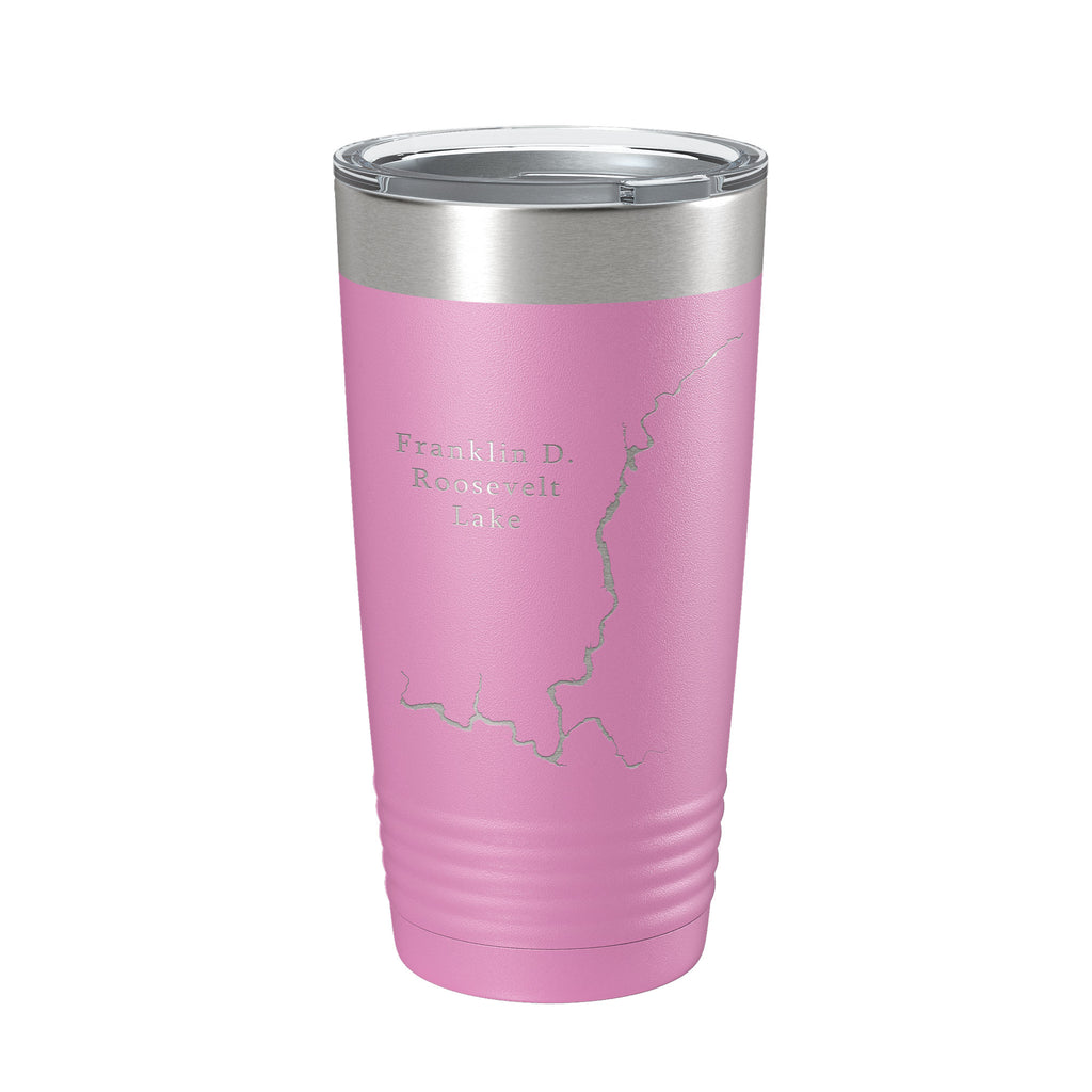 Franklin D. Roosevelt Lake Map Tumbler Travel Mug Insulated Laser Engraved Coffee Cup Washington 20 oz