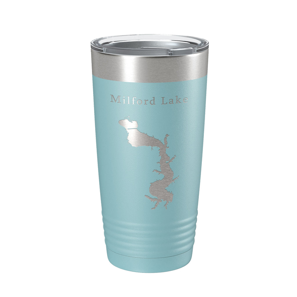 Milford Lake Map Tumbler Travel Mug Insulated Laser Engraved Coffee Cup Kansas 20 oz