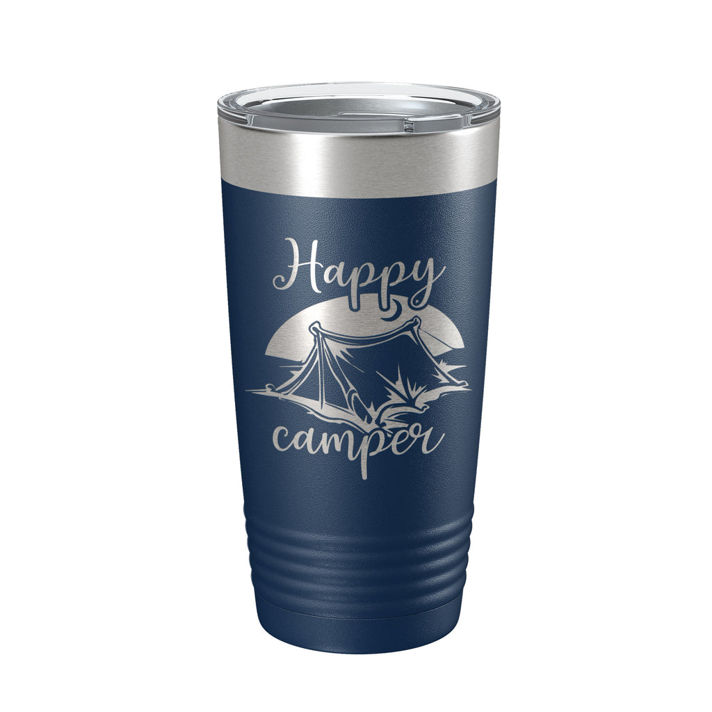 Happy Camper Tumbler Travel Mug Gift Insulated Laser Engraved Coffee Cup 20 oz