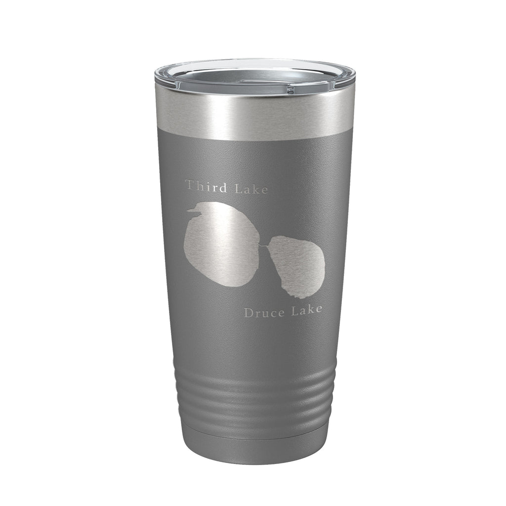 Third and Druce Lakes Map Tumbler Travel Mug Insulated Laser Engraved Coffee Cup Mill Creek Illinois 20 oz